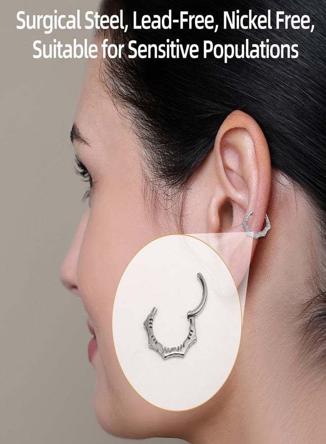 SMLBJUTE 16G Flower Clicker Nose Ring 316L Surgical Steel Hypoallergenic Septum Ring Hoop for Piercing Septum Ear Cartilage (1 Pcs Silvery) - Image 3